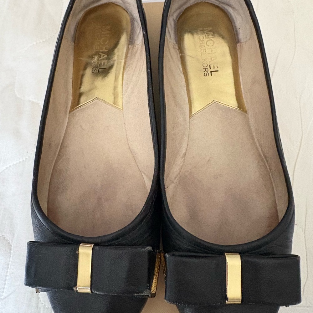 Michael Kors Kiera Bow Ballet Flats, Black, 8M, GUC